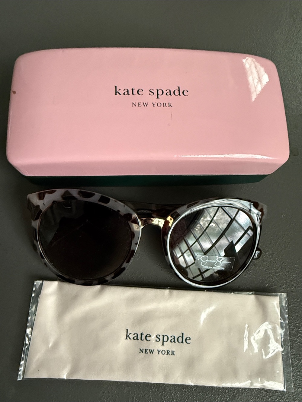 kate spade Tortoiseshell Sunglasses with Pink Hard Case